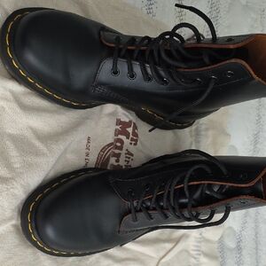 Dr. Martens Black Boots with Yellow Stitching
